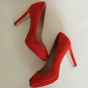 Via Spiga Hot Orange Suede heel shoes